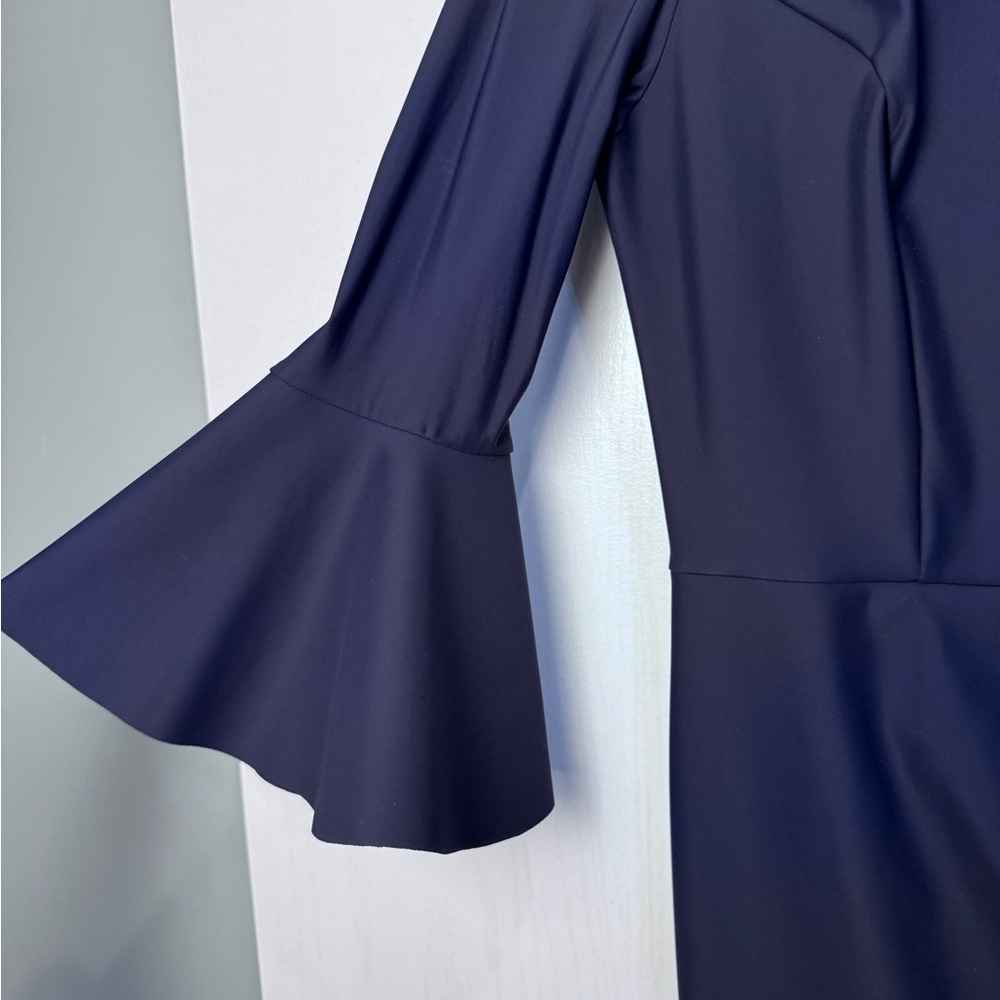 Alex Evenings Navy Sheath‎ Dress Cocktail, 3/4 Bell Sleeve, Knee Length, Sz 4 - Picture 6 of 12